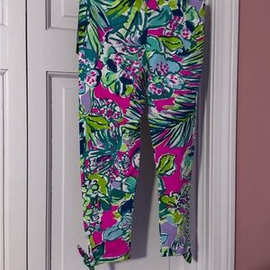Lilly Pulitzer Pink and Green Floral Cropped Pants